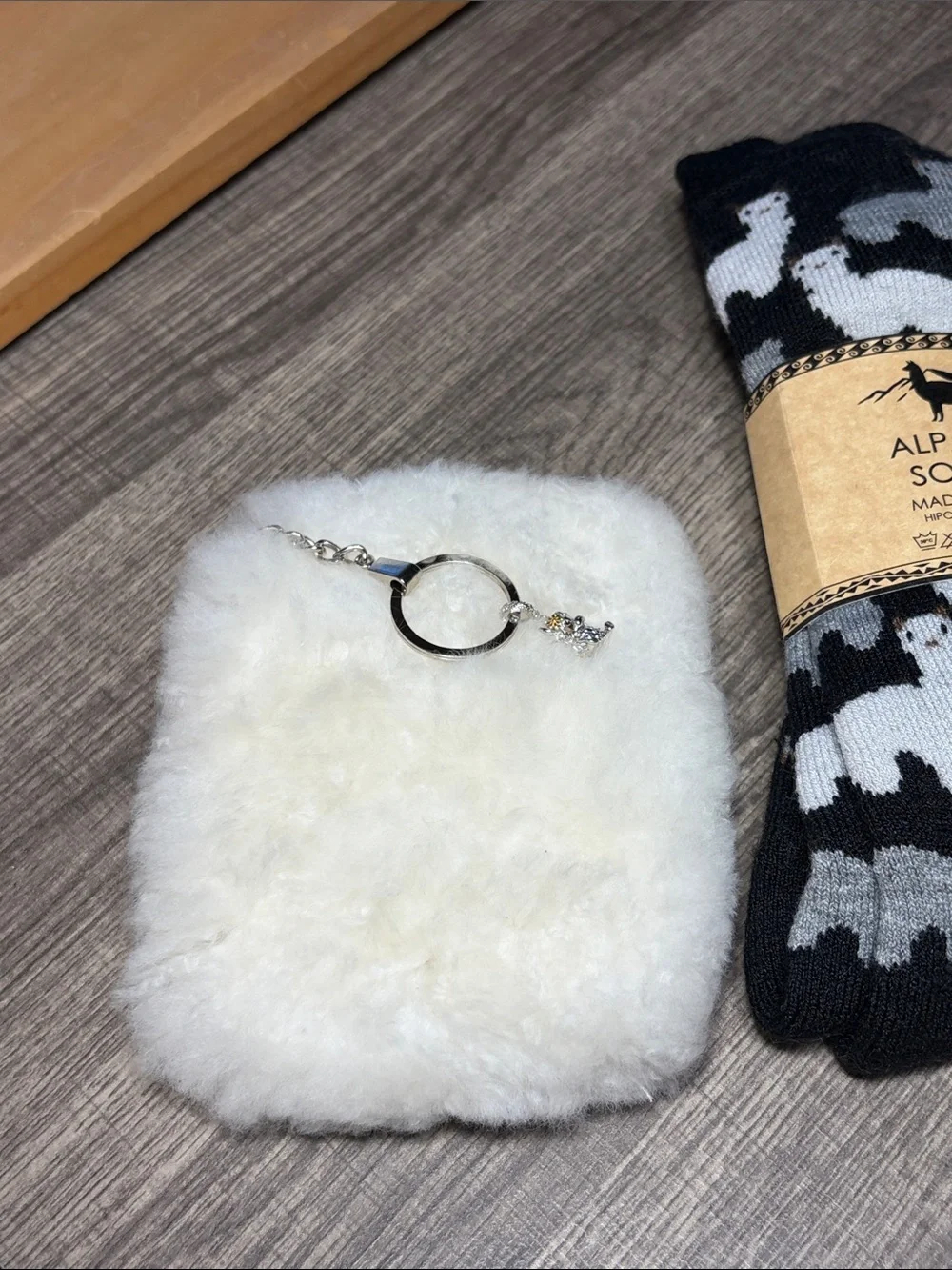 Alpaca Gift Set with Socks and Coin Purse with Highland Cow Charm